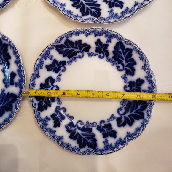 Antique Johnson Bros Normandy Flow Blue Plates x 4 - Picture 5 of 8